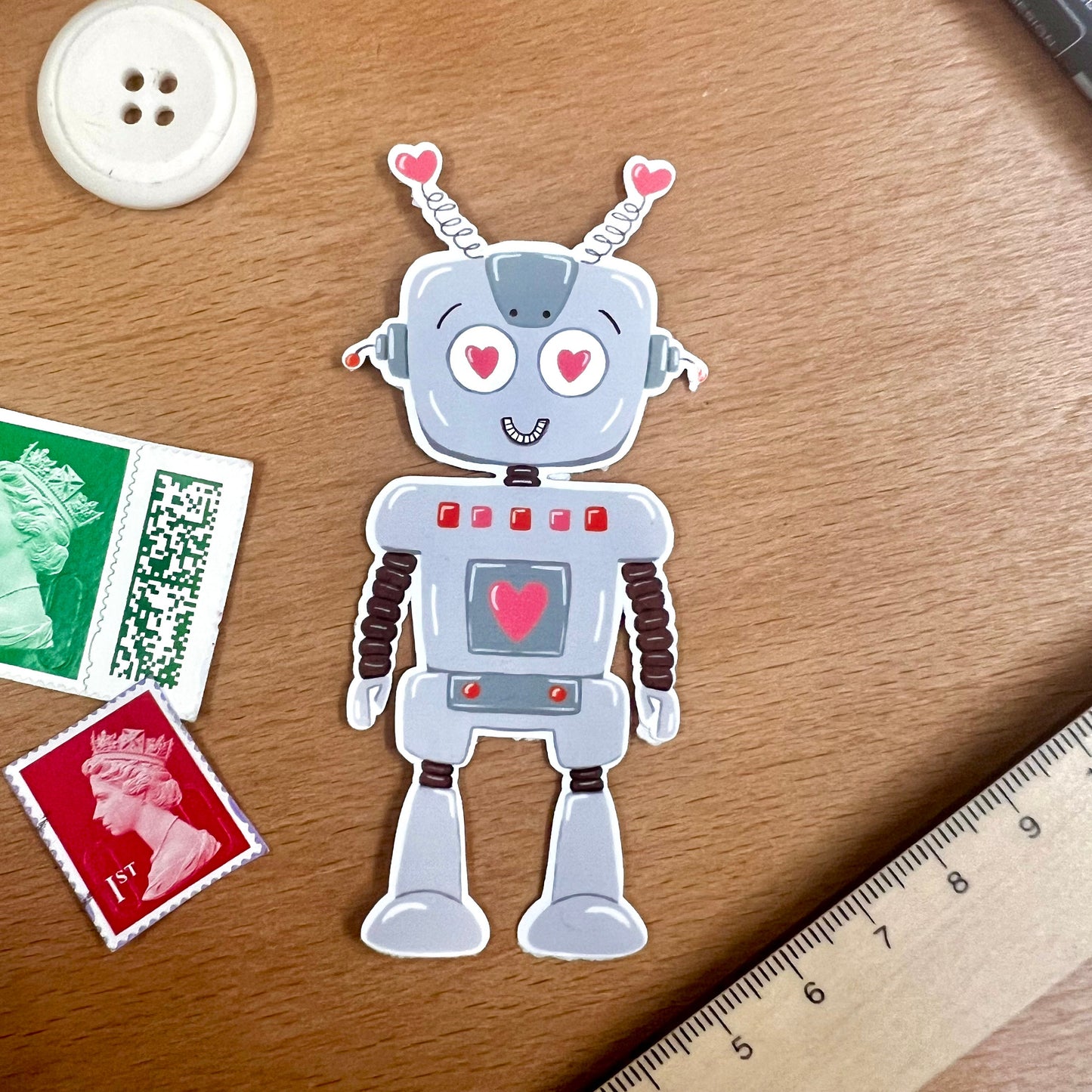 Robot gloss sticker - stationery - journal - personalise