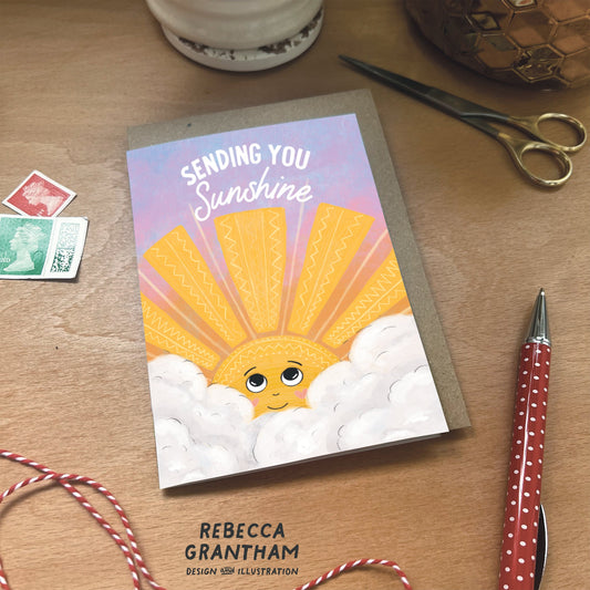 Sending you Sunshine- Birthday card - Thinking of you card - Sympathy - sunshine - Pretty Card - Card for her