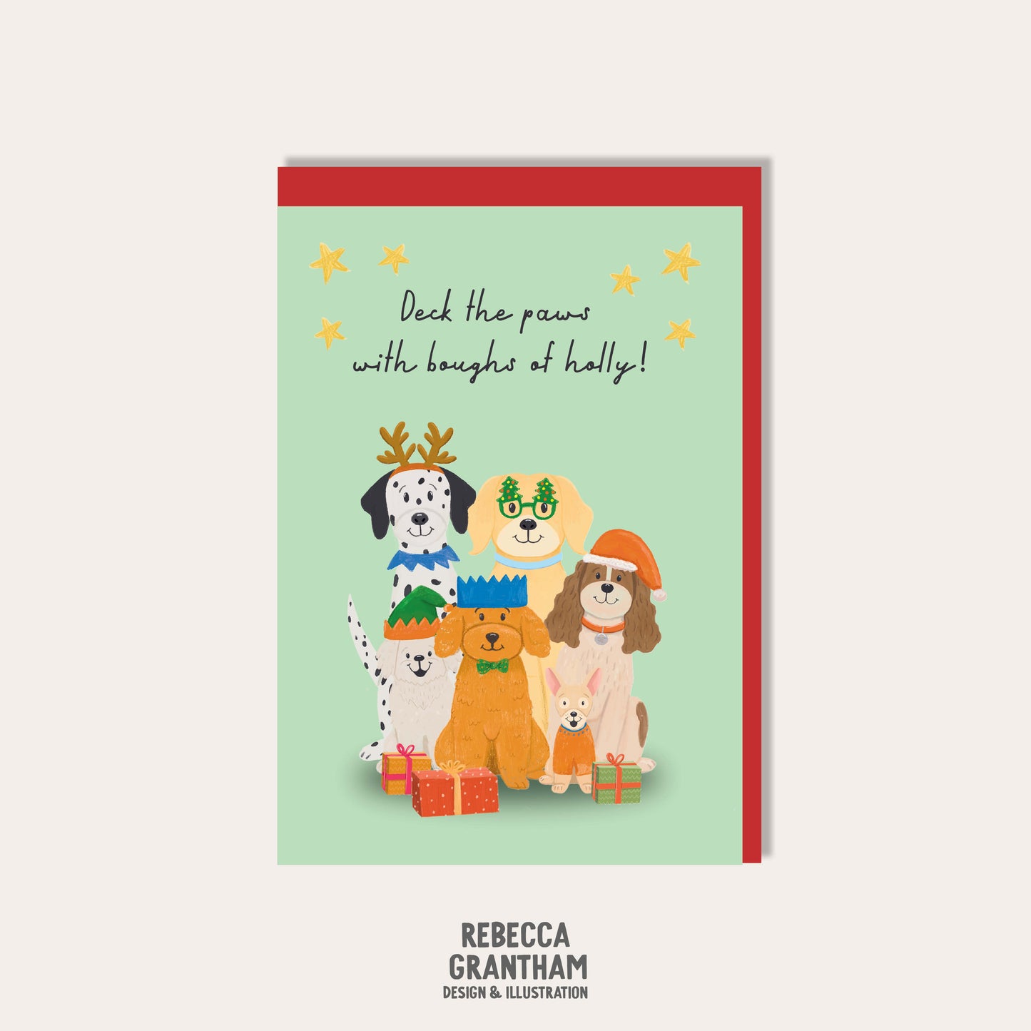 Deck the paws - A6 Greetings Christmas Card