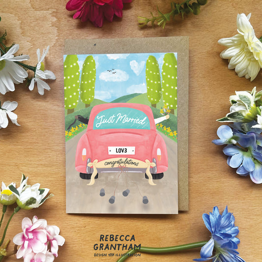 Just Married - A6 Greetings Card