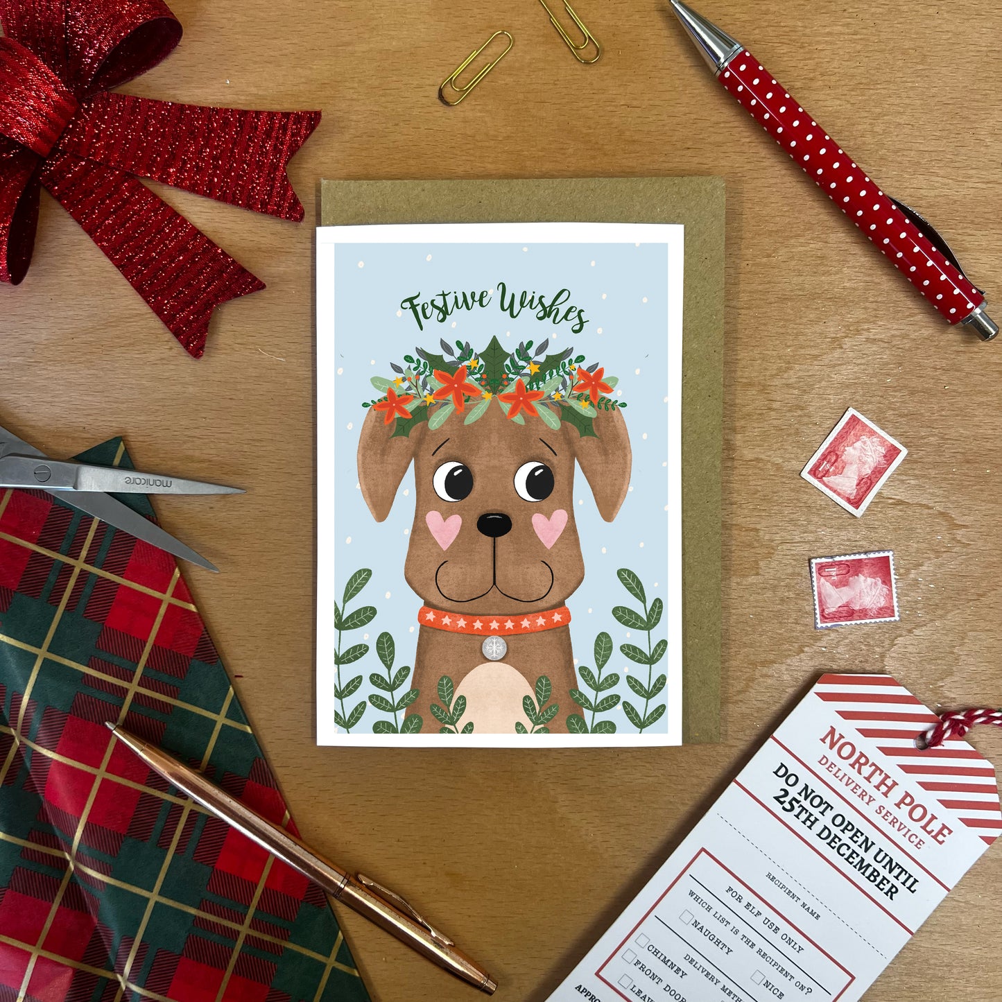 Christmas Dog  - A6 Greetings Christmas Card