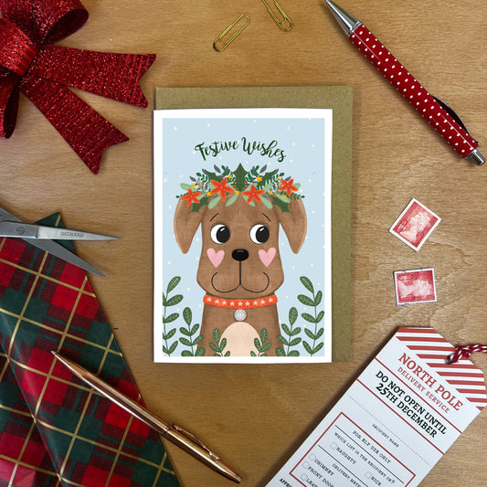 Christmas Dog  - A6 Greetings Christmas Card