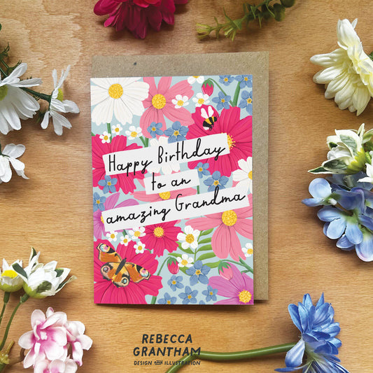 Happy Birthday Grandma- A6 Greetings Card