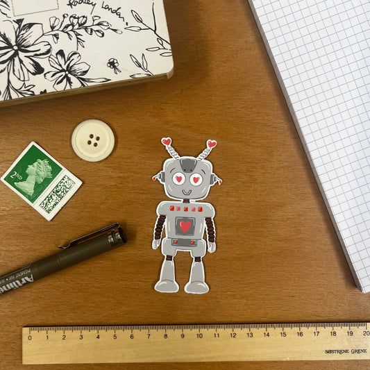 Robot gloss sticker - stationery - journal - personalise