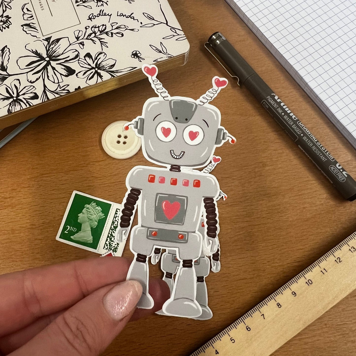 Robot gloss sticker - stationery - journal - personalise