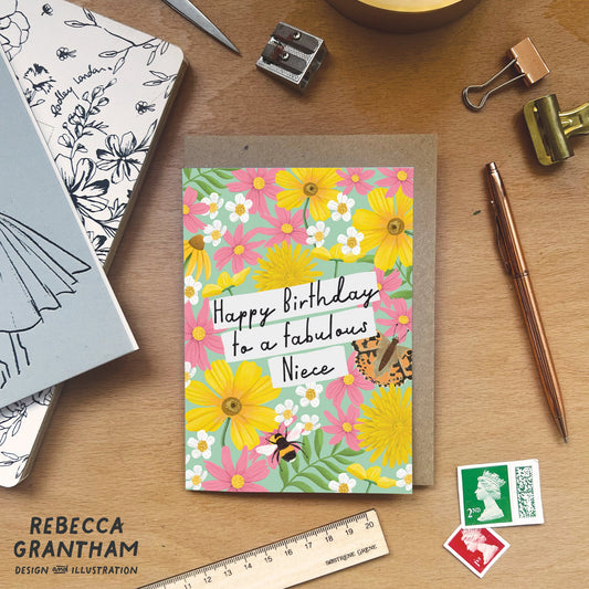 Happy Birthday Niece -A6 Birthday Card