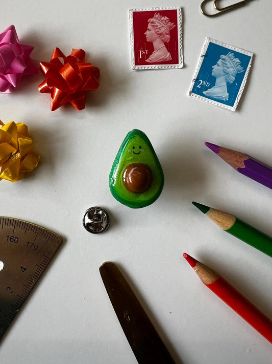 Avocado - Hand made Clay Pin Badge